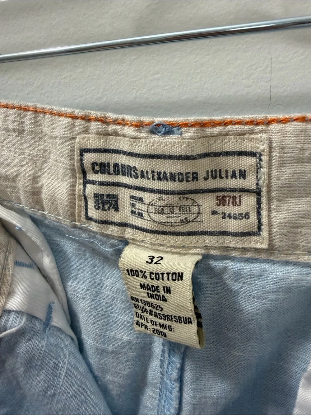 Alexander Julian Light Blue Flat-Front Linen-Blend Shorts